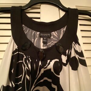 Enfocus Studio Black and White Embellished Sleeveless Dress